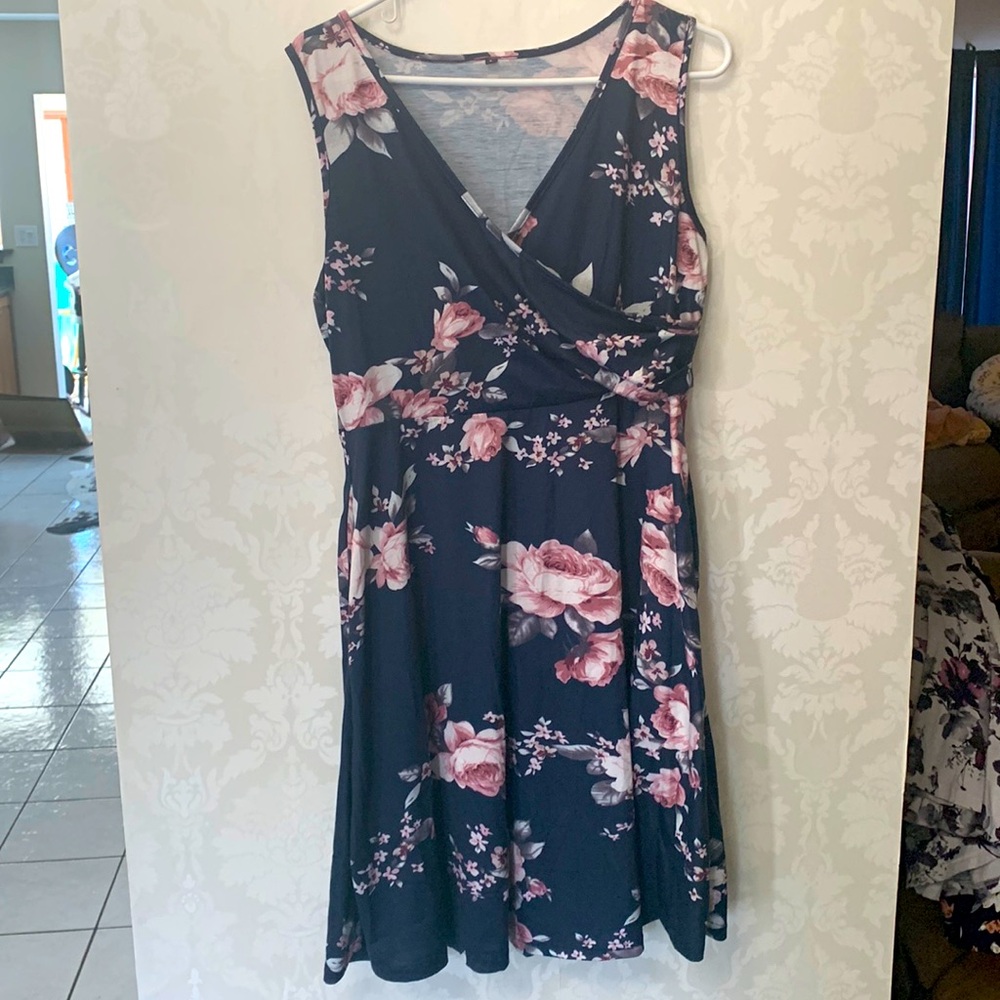 Floral tank top midi dress.